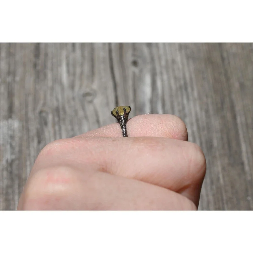 Yellow Montana Sapphire Ring: Handmade Sterling Silver Solitaire